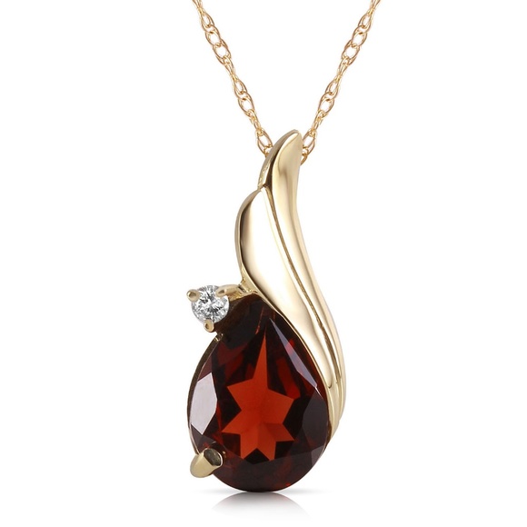 Galaxy Gold Products Jewelry - 14K. SOLID GOLD NECKLACE WITH DIAMOND & GARNET